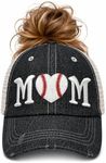 Cocomo Soul Womens Baseball Mom Hat | Baseball Mom Messy BUN HIGH Ponytail Hat | Baseball Love Hat | Baseball Mom Cap 209 Dark Grey