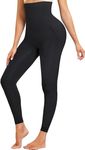 Nebility Compression Leggings for Women Tummy Control Butt Lifting Shapewear High Waist Slimming Slimmer Pants Body Shaper Black