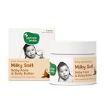 Mother Sparsh Milky Soft Baby Face & Body Butter-50g | With Milk, Coconut Oil & Mango Butter | Baby Cream For Face | Daily Moisturizing Baby Lotion for Dry Skin| Non Sticky, Quick Absorbing Texture