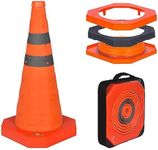 18'' inch Collapsible Traffic Safety Cones with Weighted Base, 1 pcs Multi Purpose Pop-up Cones with Reflective Collar for Road Parking, Driving Practice - Sturdy Design (1, 18'')