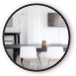 Umbra Hub 24 Round Wall Mirror With Rubber Frame, Modern Decor For Entryways, Washrooms, Living Rooms Inch, Black