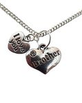 Silver Plated Necklace Bro Love Heart Gem Charm Pendant