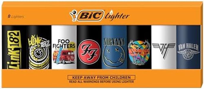 BIC Special Edition Rock Bands Series Maxi Pocket Lighters, blink-182, Foo Fighters, Nirvana, Van Halen, Set of 8 Lighters