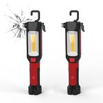 Maksone 2 Pack 9-in-1 Emergency Auto Tool with Flashlight, Window Breaker & Seat Belt Cutter, Magnetic LED Work Light with Hook for Car Repair, Camping, and Emergency Use (Battery Included)