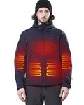 DEWBU Heated Jacket for Men with 12V Battery Pack Winter Outdoor Soft Shell Electric Heating Coat, Men's Dark Blue, 3XL