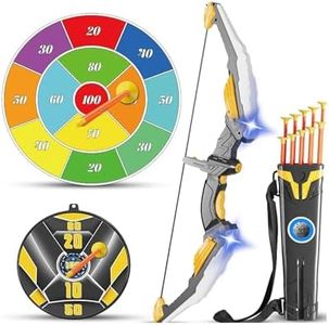 Kids Bow and Arrow Set LED Light Up Archery Set with 10 Suction Cup Arrows, 2 Archery Targets Indoor Outdoor Games for Kids Ages 4-8 8-12 Birthday Gifts Toys for 5 6 7 8 9 10 11 12 Year Old Boys Girls