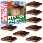 GreenLighting 4x4 Aluminum Pyramid Post Cap Cover (Brown 8 Pack) Fits 4x4 Nominal Wood (True 3.5 x 3.5) Powder Coated Matte Outdoor Post Caps Cover, Fence Wood Post, Decking, Waterproof