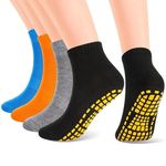 WKLOUYHE 4 Pairs Womens Mens Non-slip Grip Socks ABS Sport Socks for Yoga Pilates Barre Trampoline Fitness Martial Hospital Home Walking_Free Size