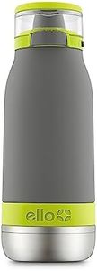 Ello Emma 14oz Vacuum Insulated Stainless Steel Kids Water Bottle with Straw and Built-in Carrying Handle and Leak-Proof Locking Lid for School Backpack, Lunchbox and Outdoor Sports, Gray