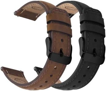 Fullmosa 18mm 20mm 22mm 24mm Leather Watch Bands Quick Release Watch Strap for Men Women, 2 Pack Soft Replacement Strap Wristband with Stainless Steel Buckle,24mm Saddle Brown&Black/Black&Black