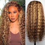 XSY Deep Wave Lace Front Wigs Human Hair Blonde Lace Wig 13x4 HD Lace Front Wigs for Women Glueless Wigs Human Hair Pre Plucked 150% Density Deep Curly Highlight Blonde Lace Front Wig 26 Inch