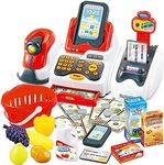 Yetli Cash Register Toy for Kids - Kids Cash Register with Scanner, Play Cash Register, Credit Reader Toy Cash Register Learning Resources, Play Store, Play Money for Kids for Age 3-7+