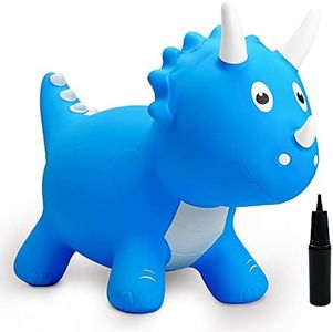 EVERICH TOY Kids Dinosaur Bouncy Animal Toys, Inflatable Triceratops Bouncer, Ride on Bounce Hopper, Indoor Outdoor Activity Birthday Gift for 18 Months 2 3 4 Years Old Boys
