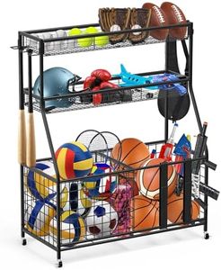 Uboway Garage Sports Equipment Storage Organizer Garage Organization with Baskets and Wheels, Toy Storage Organizer, Ball Storage Rack for Basketball, Tennis Ball, Volleyball, Football and More