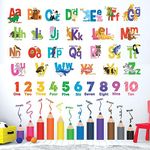 DECOWALL SG3-2316 Learning Alphabet Numbers Color Wall Stickers ABC Animal Educational Decals for Kids Bedroom Nursery Living Room Art Home décor Letters Classroom playroom (XLarge)