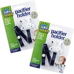 Baby Buddy Pacifier Clip Holder, Newborn Essential with Universal Fit for All Binky and Teether Brands, Ages 4+ Months, Navy, 2 Pack