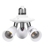 Electop E26 E27 3 Way Socket 3 in 1 Socket,Adjustable Socket Splitter,White Bulb Base Adapter Lamp Holder,360 Degree Rotating 180 Degree Bending