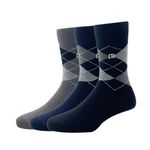 Peter England Men's Cotton Full Length Socks (Pack of 3) Dark Grey, Navy & Black