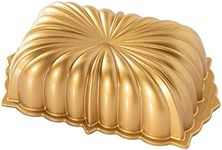 Nordic Ware USA Little Bundts Classic Fluted Cast Aluminium Loaf Pan, Gold, 25.5 x 15 x 8 cm, 6 Cup Capacity