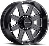 Raceline Wheels 940M HOSTAGE Wheel Black W/Machined Finish 18X9"8X165.1 Bolt Pattern 0mm Offset/(5"B/S) 8 Spoke Aluminum Passenger Car Wheels, Full Size Replacement Black Car Rims