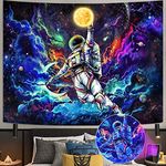 kampdream Blacklight Astronaut Space Tapestry, UV Reactive Galaxy Universe Planet Glow in Dark Tapestries for Men, Boys and Teens Cool Poster 60×80 inch