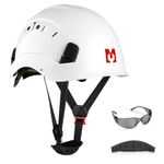 Mustbau Hard Hats Construction Safety Helmet with Anti-fog Safety Glasses Wheel Ratchet Adjust 53-63 cm for Scaffolding,Construction and Tradesmen EN 397