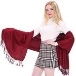 Burgundy Maroon Solid Colour Design Nepalese Tassels Shawl Scarf Wrap Stole Throw Head Wrap Pashmina Hand Made in Nepal CJ Apparel NEW