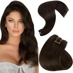 Hetto Brown Human Hair Weft Extensions Remy Sew in Weave Extensions Invisible Hair Weft Extensions Human Hair Weft #2 Darkest Brown 18 Inch 100g