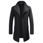 YOUTHUP Mens Coats Slim Fit Winter Wool Trench Coat Thick Elegant Overcoat Casual Jackets, L, Grey( Design 1)