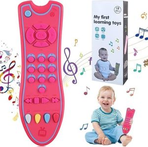 Baby TV Remote Toy with Music, Kids Early Learning Musical Toys, Toddler Toys Gift with Realistic Play, Lights, and Sounds - Holiday Stocking Stuffers, Birthday and Kids Presents Toys Pink