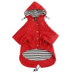 Morezi Dog Zip Up Dog Raincoat with Reflective, Rain/Water Resistant, Adjustable Drawstring, Removable Hood, Dog Raincoats with Legs 4kg to 36kg Available - Red - XL