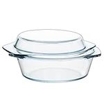 Small Glass Casserole Dish with Lid, 0.65L (15cm) Glass Round Casserole for Oven, Individual Glass Round Casserole Dish with Lid, Mini Glass Casserole Dish with Handles(XS-0.65L)