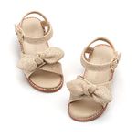 thee bron Toddler Sandals Kids Summer Champagne Shoes Girls Dress Shoes with Bow(CA-AA332,11M)