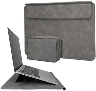 kwmobile Funda Portatil 13-14-15 Pulgadas - Funda Ordenador Portátil con Estuche Extra para Accesorios - Ultradelgada con Soporte Elevado - Laptop Sleeve 29,4x39,8 cm - Gris