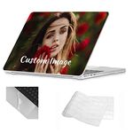 Se7enline Custom Personalized Photo & Name Case Compatible with MacBook Pro 13 inch Case A1502/A1425 2016/2015/2014/2013 Hard Shell Cover & TPU Keyboard Skin(UK Layout) &Trackpad Cover,DIY Design