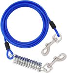 300CM Dog tie Out Cable |300CM Dog Leads for Yard chew Proof |Dog Runner Cable with Swivel Hook and Shock Spring | Camping and Training Leash for Small to Medium Pets Up to 165 lbs(3M-165lbs）