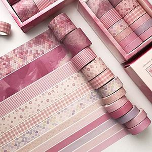 Doraking 12Rolls Decorative Washi Masking Tapes Set for Scrapbooking Gift Wrapping Decoration Arts & Crafts, Washi Tapes Set (Pink)