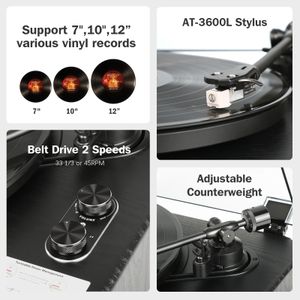 1 by ONE Vinyl Record Player – Black Turntable