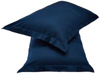 Amazon Brand - Solimo Elegant Navy Blue Pillow Cover, Brushed Cotton (Set of 2, Navy Blue, 17" X 27")