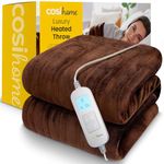 Cosi Home® Luxury Heated Throw - Electric Blanket - Extra Large Heated Blanket, Machine Washable Fleece with Digital Remote, 10hr Timer and 10 Heat Settings (Brown)