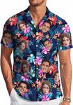 ONCUSTOM Custom Hawaiian Shirt W/Face for Men Personalized Funny Button Down Hawaiian Shirts w/Photo Tropical Beach Shirts (Polyester, Hawaiian shirt-40)