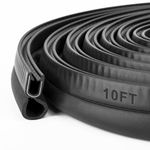 Car Door Rubber Seal Strip, 10 Feet Trim Seal Vertical Bulb Fits 1/16" Edge, Automotive Weather Stripping for Cars, Boats, RVs, Trucks, and Home Applications