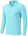 MoFiz Men's Sports Golf Polo Long Sleeve Shirts & Tees Sweatshirts Jogger Outdoor Recreation Sports T-Shirts Light Blue Size S