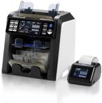 MUNBYN IMC23 Money Counter Machine Mixed Denomination with Reject Pocket, 2 CIS/UV/MG/IR/DD Counterfeit Detection, Multi Currency, Touch Screen, with External Display+Printer in One, 2Y Warranty