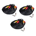 VideoSecu 3 Pack 150ft HD Security Camera Cables Pre-made All-in-One BNC Audio Video Power Extension Wire Cord with BNC RCA Connectors for 720P 960P 1080P 960H CCTV System WVG