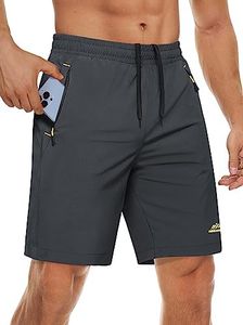 MAGCOMSEN Workout Shorts for Men with Pockets Running Gym Quick Dry Stretch Athletic Hiking Shorts Dark Grey