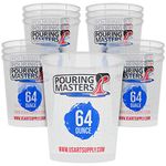 Pouring Masters 64 Ounce (2000ml) Graduated Plastic Mixing Cups (Box of 12) - Use for Paint, Resin, Epoxy, Art, Kitchen, Cooking, Baking - Measurements in OZ. and ML., 4 Different Measuring Ratios 1:1