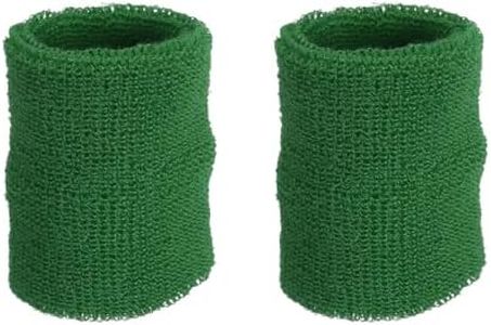 PATIKIL Sports Wristbands 8x10cm, 2 Pack Athletic Cotton Terry Cloth Absorbent Wrist Sweatband for Tennis Basketball Working Out Running, Dark Green
