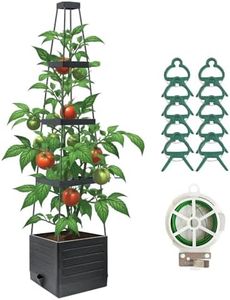 Lazzmonk Raised Garden Bed Planter Box with Trellis, 58”Tomato Planter with Trellis for Climbing Plants Vegetables Vine Flowers, Self-Watering Tomato Cage for Garden Patio Outdoor & Indoor