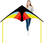 JEKOSEN 55" Delta Kite Large Kites for Kids and Adults Beginners Easy to Fly Single Line String for Beach Trip Park Outdoor Activities Red/Yellow